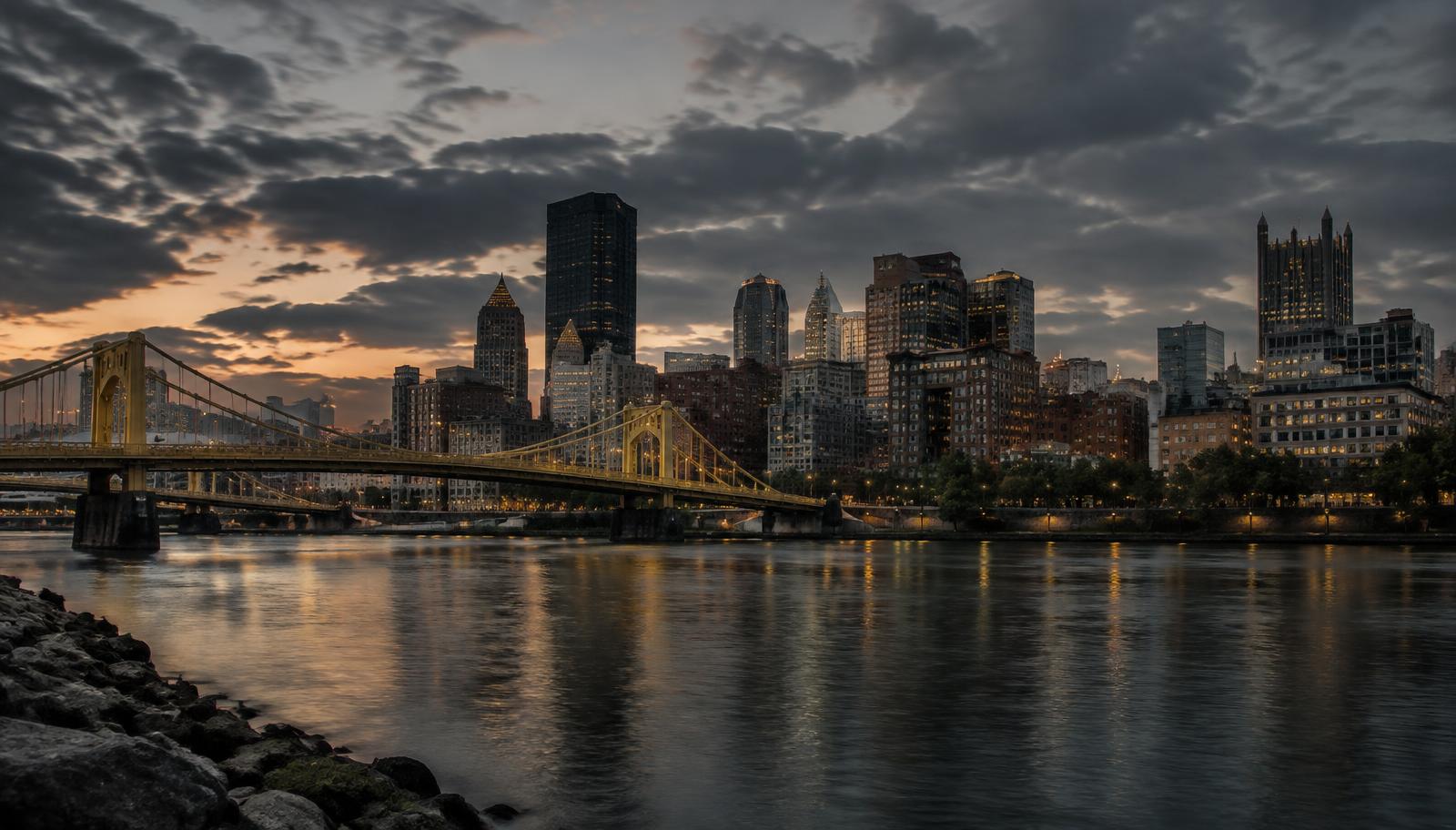 Pittsburgh skyline at dusk